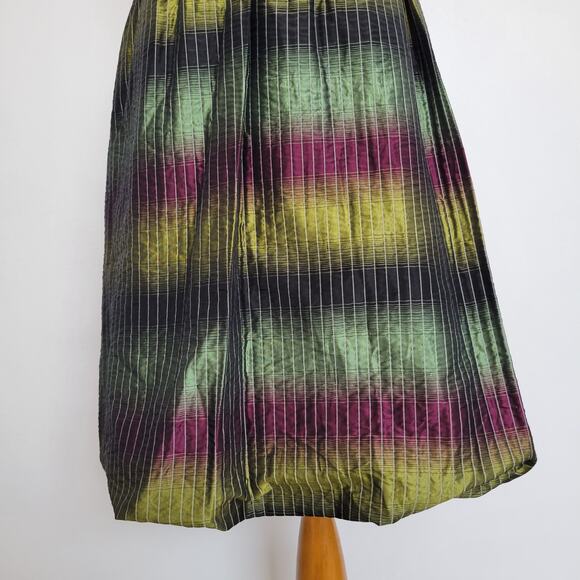 Vivienne Tam Silk Dress Fit Flare Party Cocktail Iridescent Purple Green Women 6 - Picture 9 of 14
